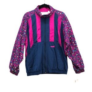 Vintage Avia Windbreaker Jacket Womens Large L Navy Pink Geometric‎ Gorpcore